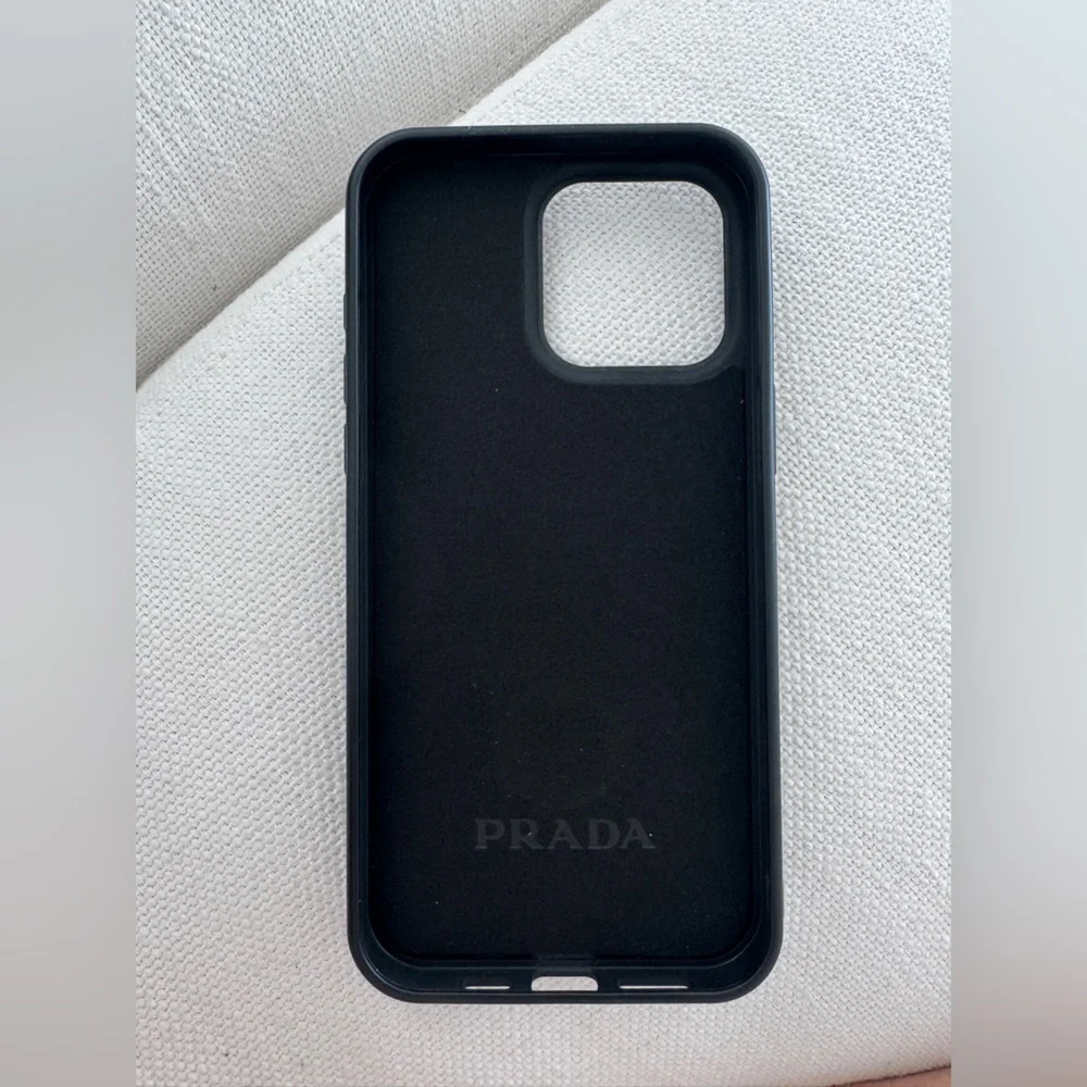Prada Black Phone Case with Silver Crystal Accents